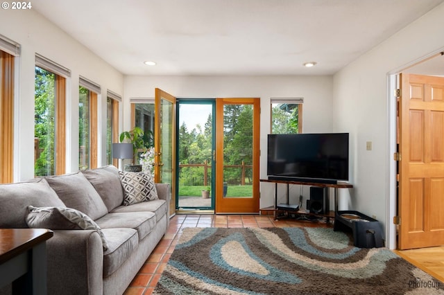 view of tiled living room