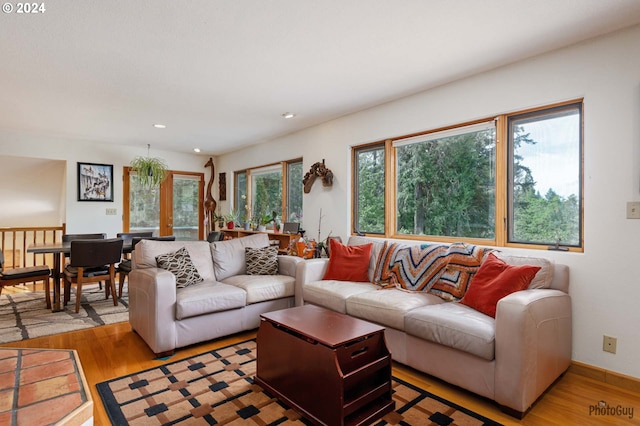 living room featuring light hardwood / wood-style floors