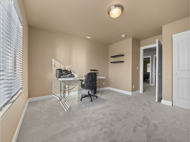 office with light carpet