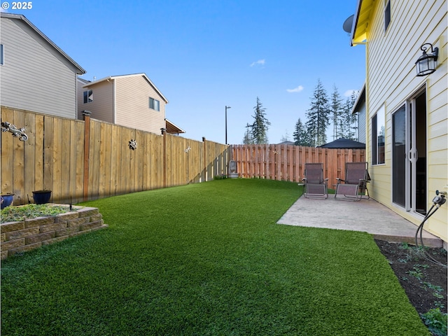 view of yard with a patio area