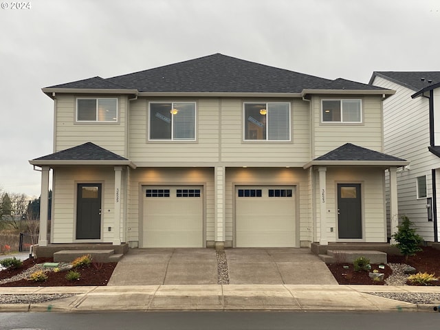 view of front of house with a garage