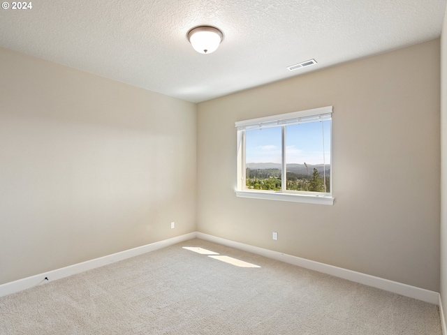 carpeted empty room featuring a textured ceiling