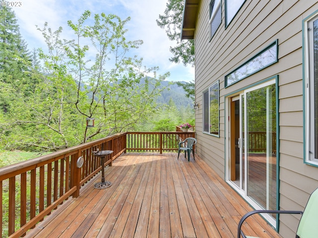 deck featuring a mountain view