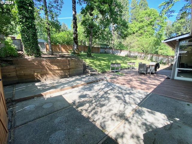 view of patio / terrace featuring a fenced backyard and outdoor dining area