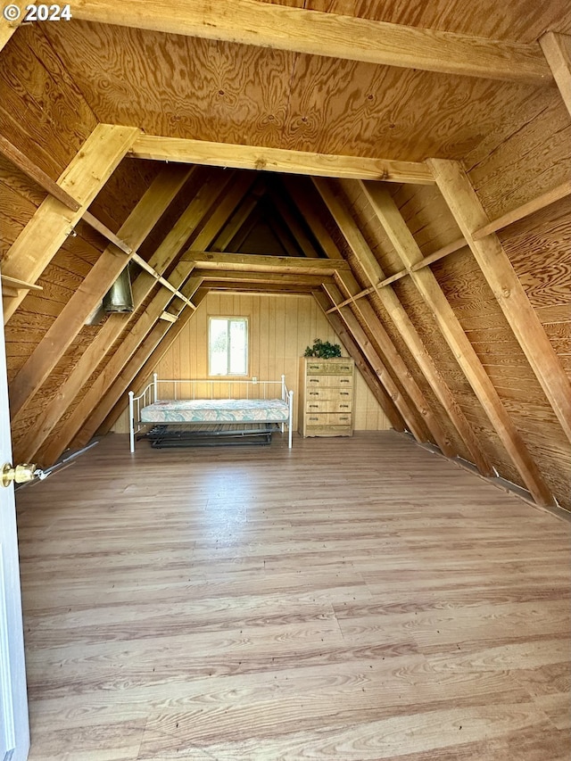 view of unfinished attic