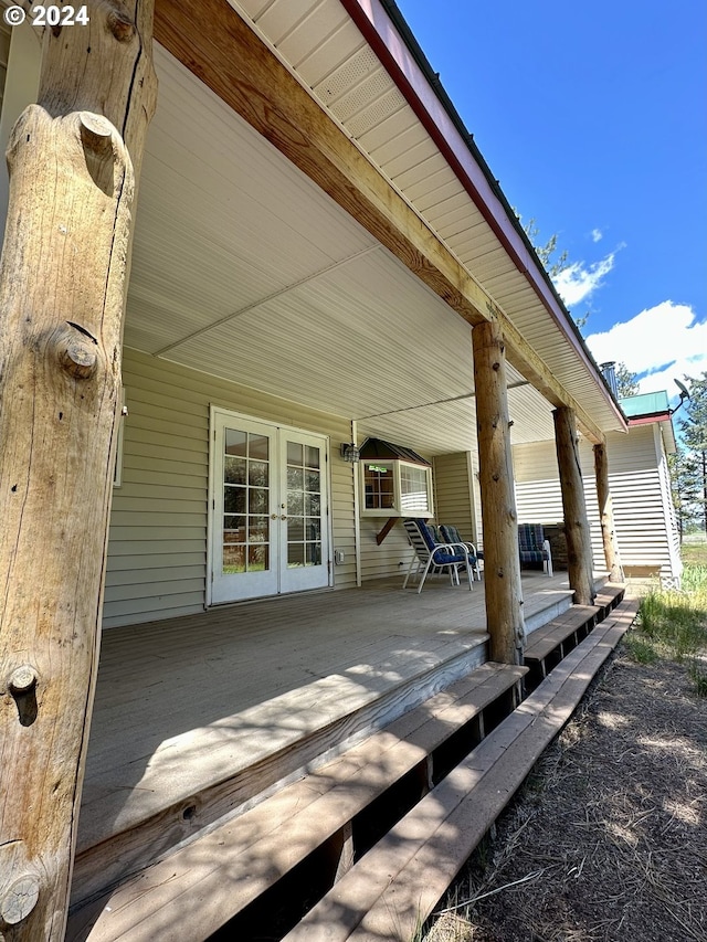 view of patio featuring french doors