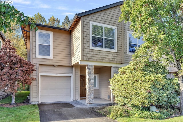 view of front of house with a garage