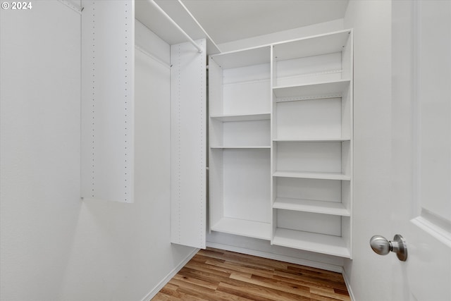 spacious closet with light hardwood / wood-style flooring