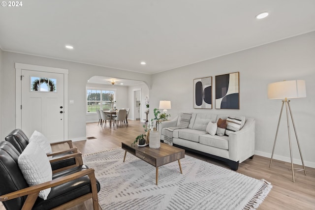 living room featuring wood-type flooring