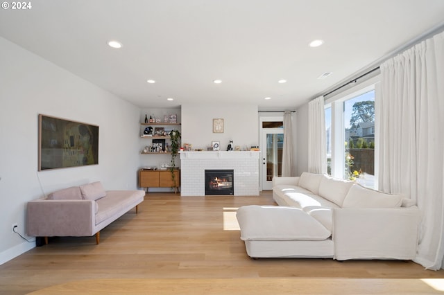 living room featuring light hardwood / wood-style flooring