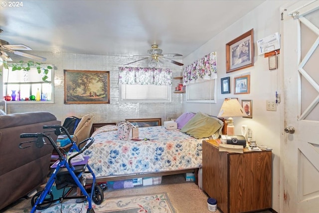 bedroom featuring ceiling fan