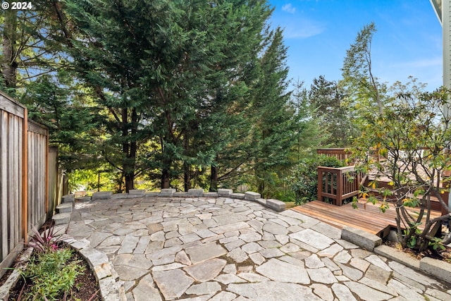 view of patio featuring a wooden deck