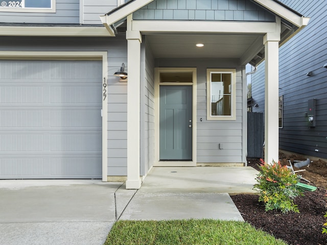 entrance to property with a garage