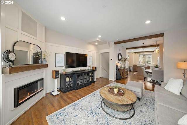 living room with wood-type flooring