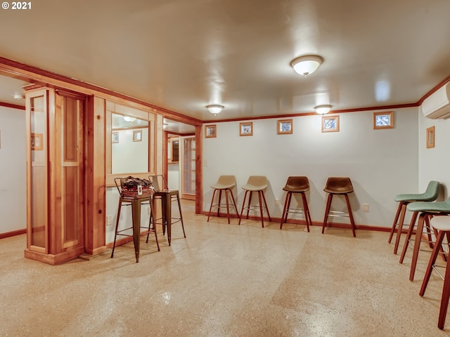 interior space featuring a wall mounted air conditioner