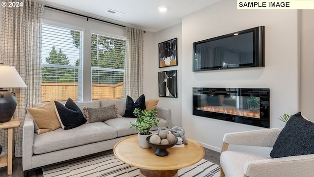 living room with wood-type flooring