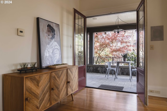 interior space with light hardwood / wood-style floors