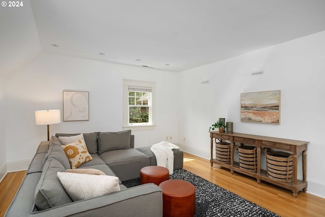 living room with light hardwood / wood-style floors