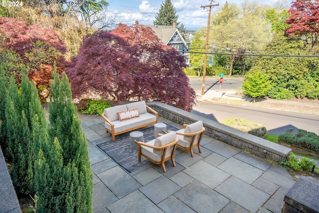 view of terrace featuring an outdoor hangout area