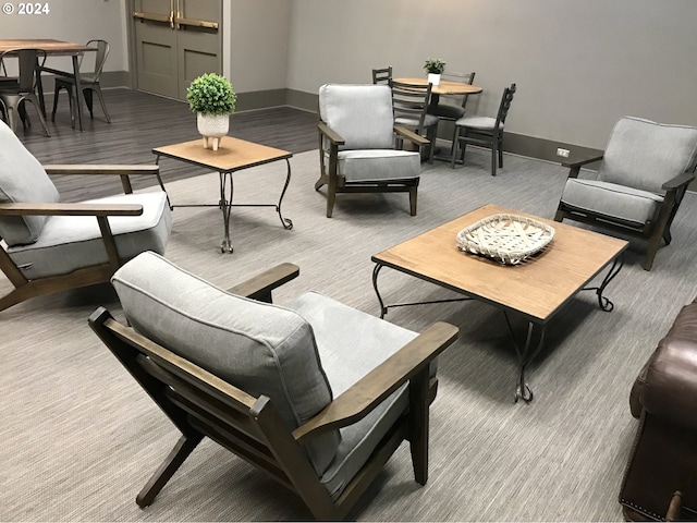 living room with light hardwood / wood-style flooring