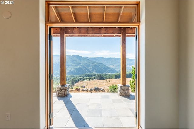 entryway with plenty of natural light and a mountain view