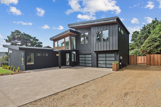 contemporary house featuring a garage