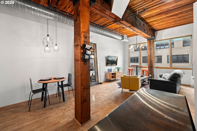 living room featuring an inviting chandelier