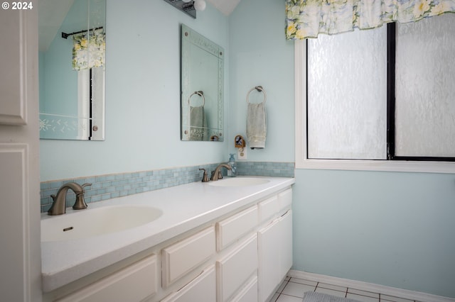 bathroom featuring vanity and tile patterned floors