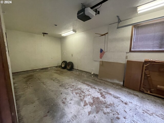 garage with a garage door opener