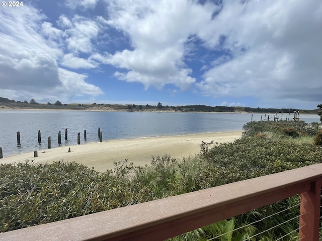 property view of water featuring a dock