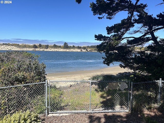 property view of water with fence