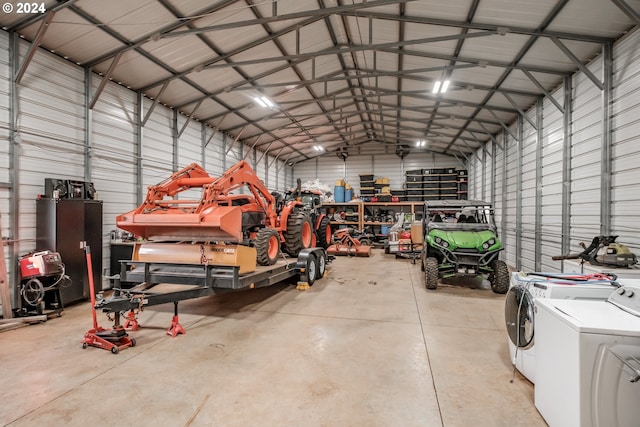 garage with washer and dryer