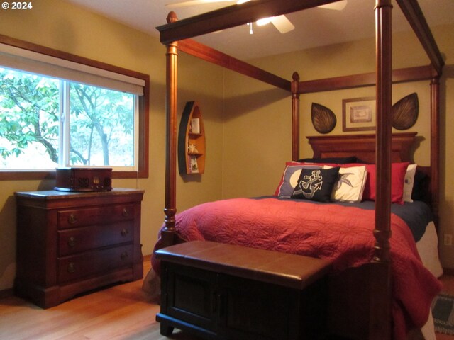 bedroom with light hardwood / wood-style floors