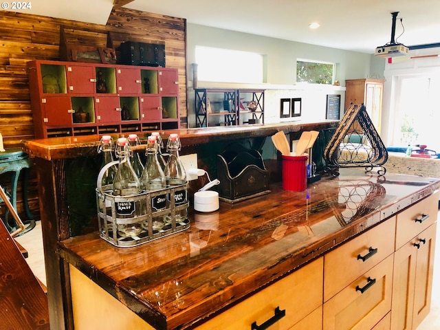 kitchen featuring wood counters