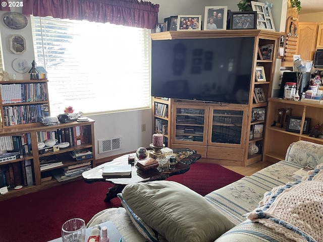 living room with hardwood / wood-style flooring