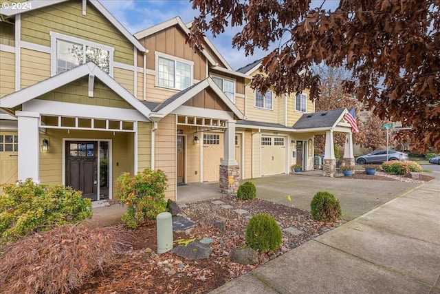 craftsman-style home with a garage