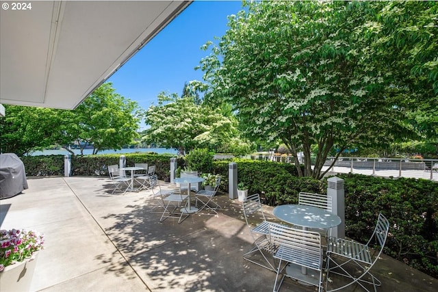 view of patio / terrace featuring a grill