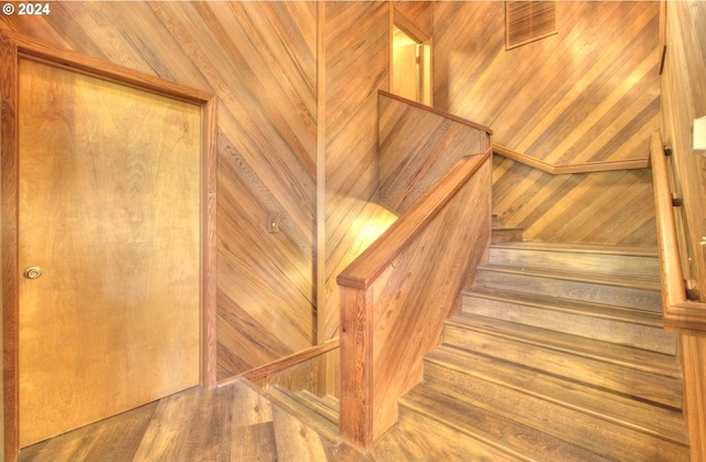 stairs with wooden walls