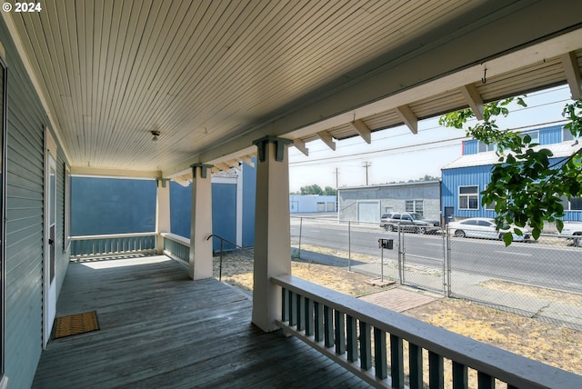 wooden terrace with covered porch