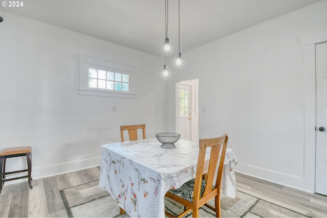 dining room with light hardwood / wood-style floors