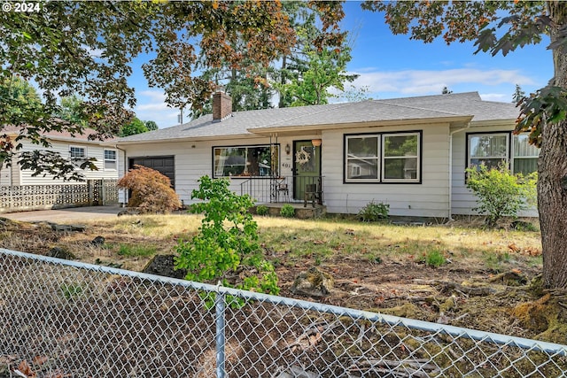 view of single story home