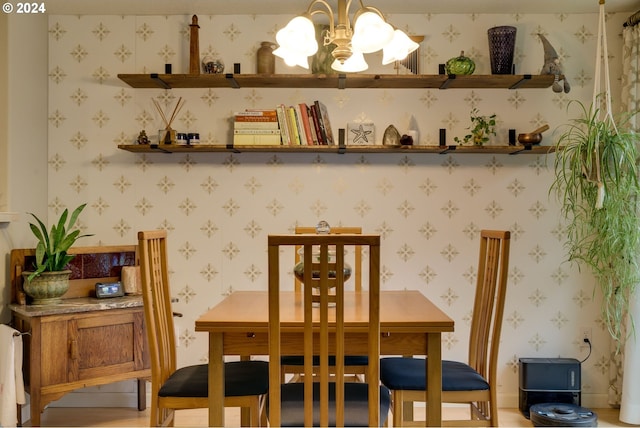 dining room featuring a chandelier