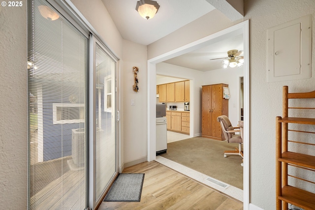 4837 Auburn Rd NE, Salem, OR 97301 - hall with light wood finished floors, electric panel, and baseboards