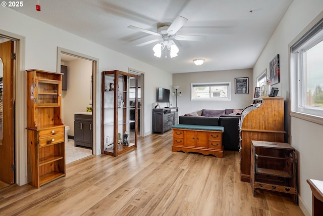 4837 Auburn Rd NE, Salem, OR 97301 - living room featuring plenty of natural light, light wood finished floors, and ceiling fan