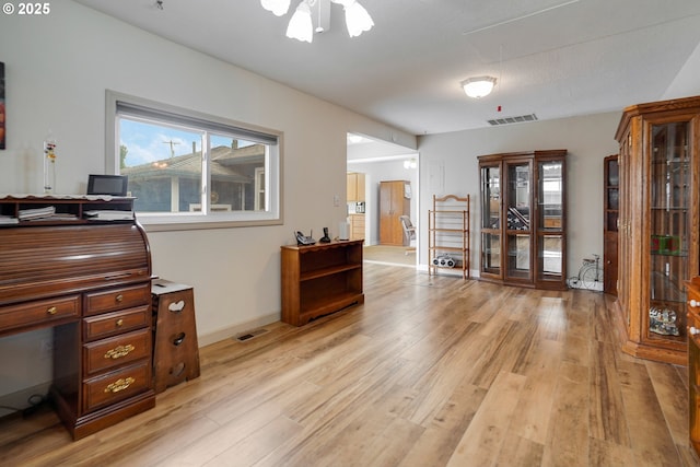 4837 Auburn Rd NE, Salem, OR 97301 - office area featuring light wood-style floors, ceiling fan, and baseboards