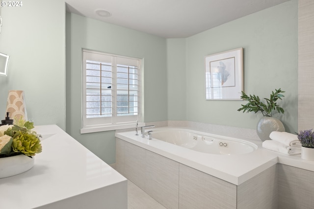 bathroom featuring a garden tub