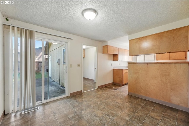 18495 SW Springfield St, Beaverton, OR 97078 - kitchen with baseboards, a textured ceiling, stone finish flooring, and light countertops