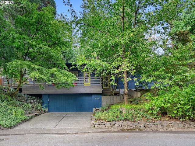 exterior space featuring a garage