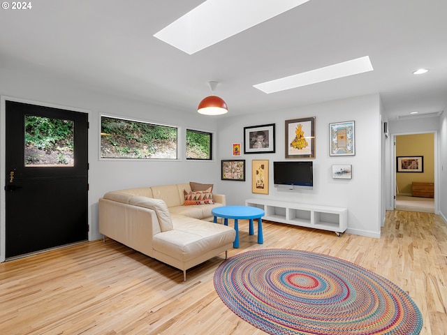 living room with light wood-type flooring