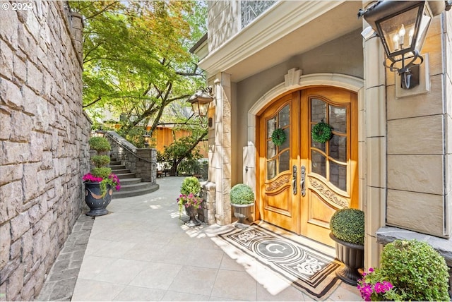 doorway to property with french doors